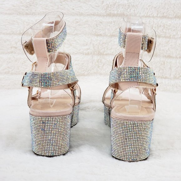 2" Sparkle Rhinestone harness strap Flatform Platform shoes Comfy - Picture 8 of 14
